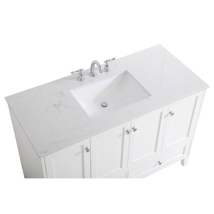 48 Inch Single Bathroom Vanity In White - View 6 - Joshua Marshal
