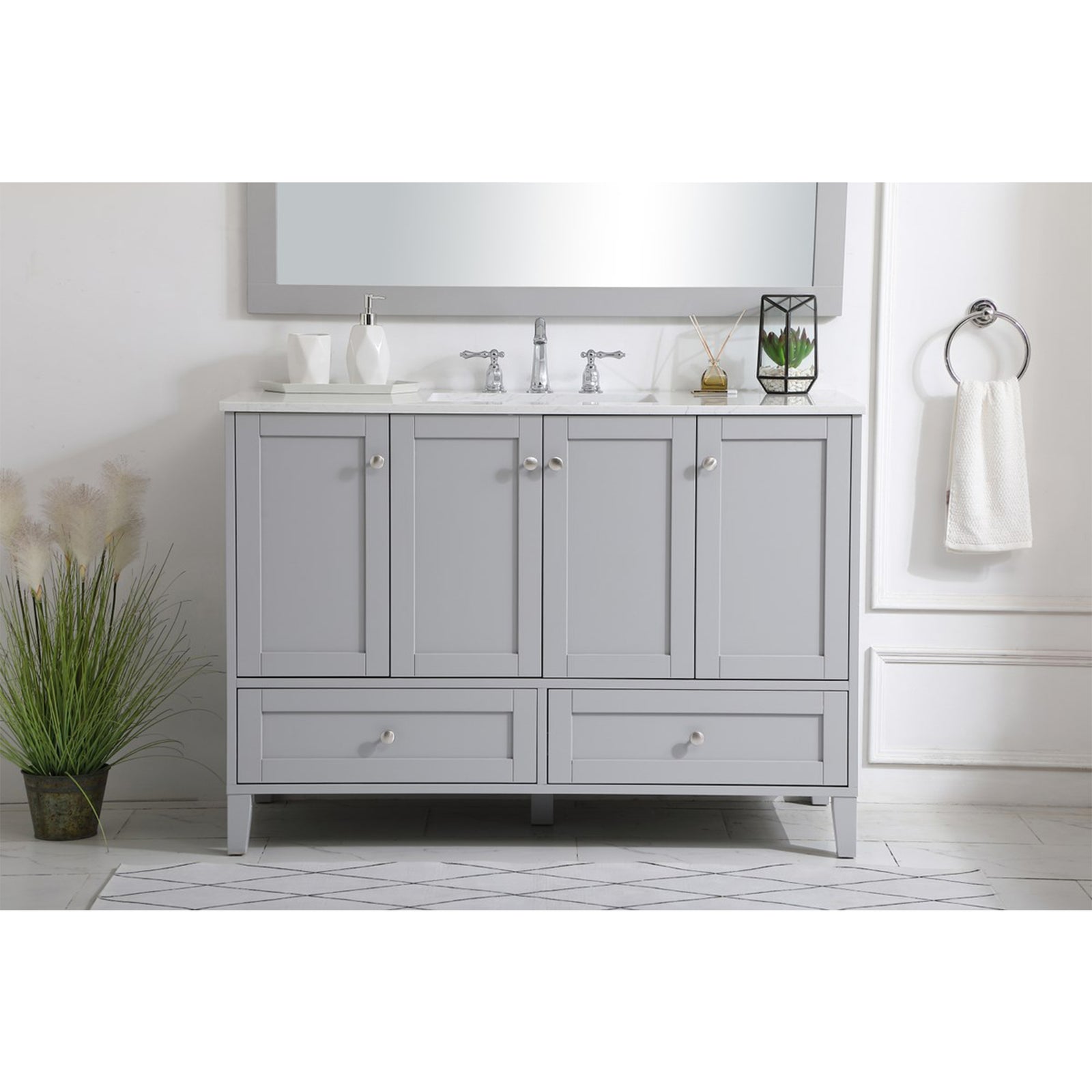 48 Inch Single Bathroom Vanity In Grey - View 2 - Joshua Marshal