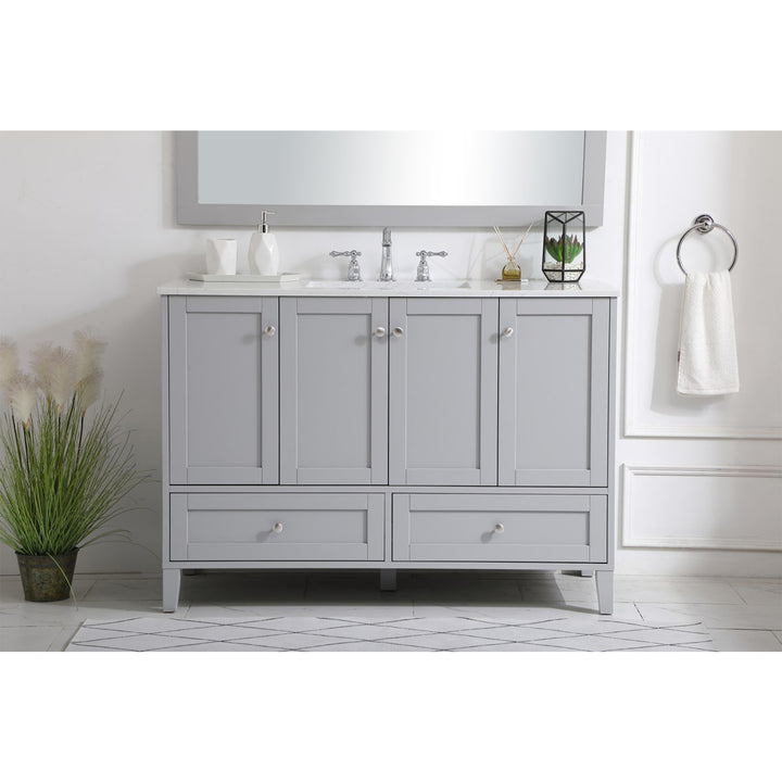 48 Inch Single Bathroom Vanity In Grey - View 2 - Joshua Marshal