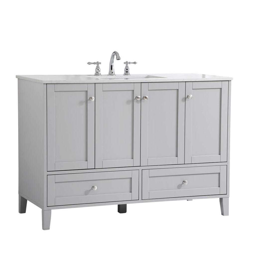48 Inch Single Bathroom Vanity In Grey - View 3 - Joshua Marshal
