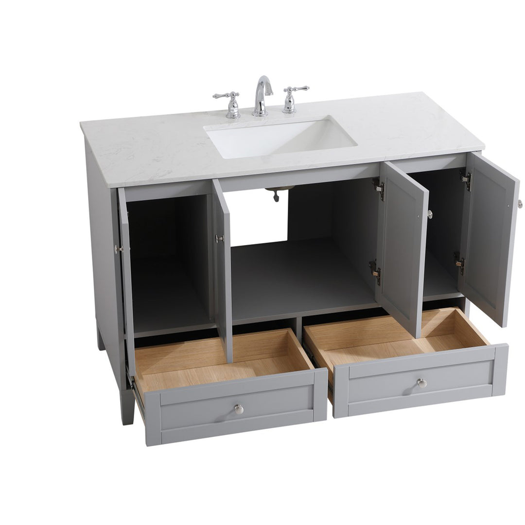 48 Inch Single Bathroom Vanity In Grey - View 5 - Joshua Marshal