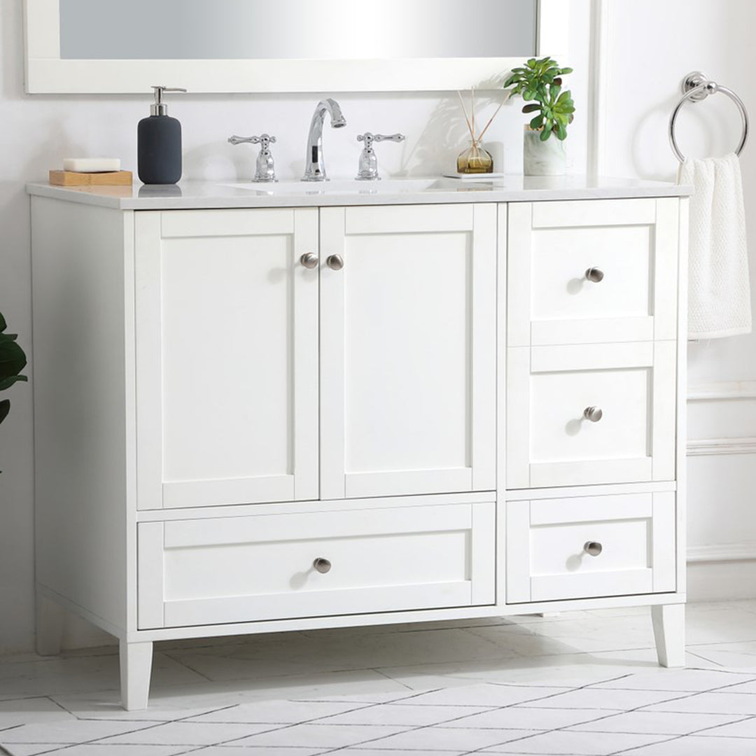 42 Inch Single Bathroom Vanity In White White Finish - KITCHEN & BATH by Joshua Marshal