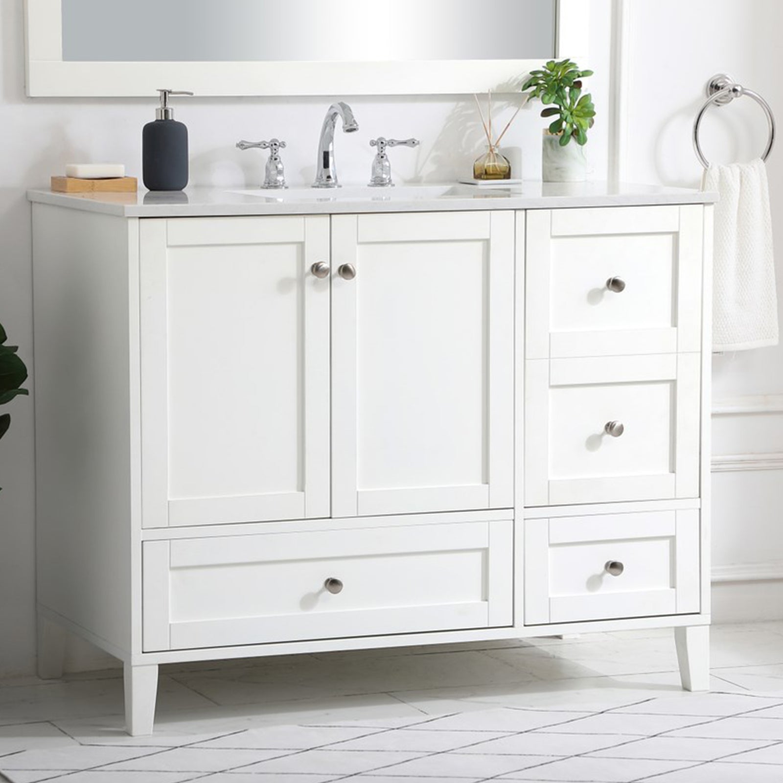 42 Inch Single Bathroom Vanity In White White Finish - KITCHEN & BATH by Joshua Marshal