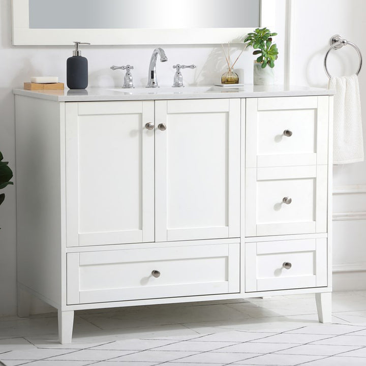 42 Inch Single Bathroom Vanity In White White Finish - KITCHEN & BATH by Joshua Marshal