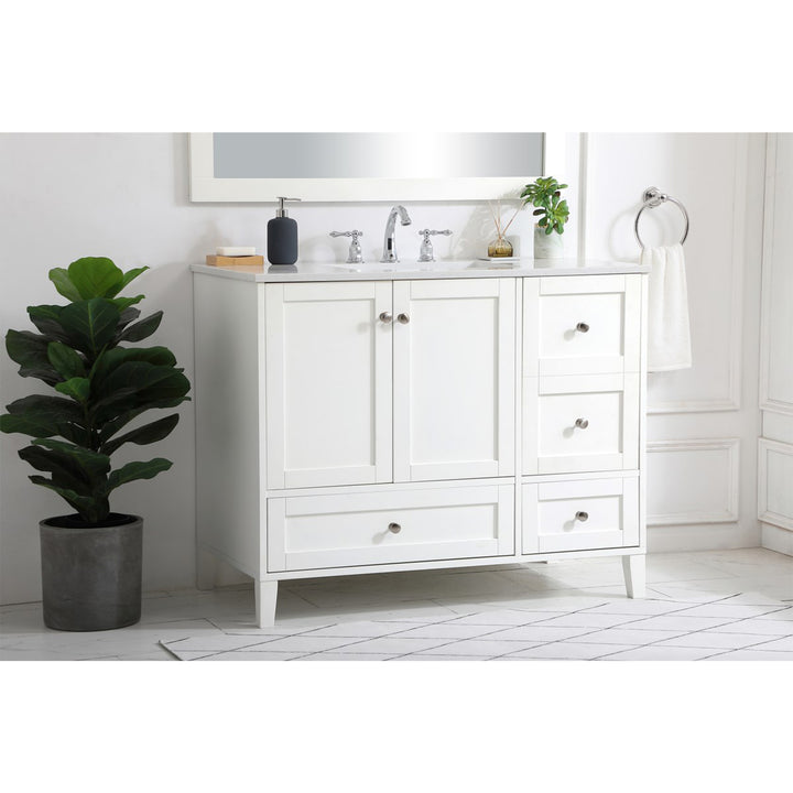 42 Inch Single Bathroom Vanity In White - View 2 - Joshua Marshal