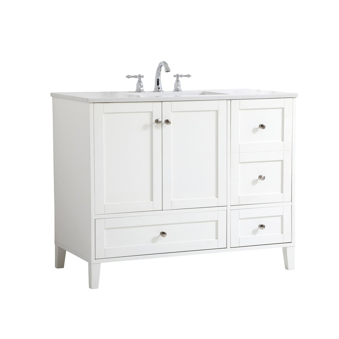 42 Inch Single Bathroom Vanity In White - View 3 - Joshua Marshal