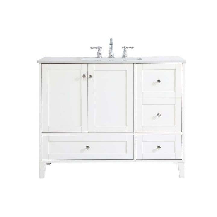 42 Inch Single Bathroom Vanity In White - View 4 - Joshua Marshal