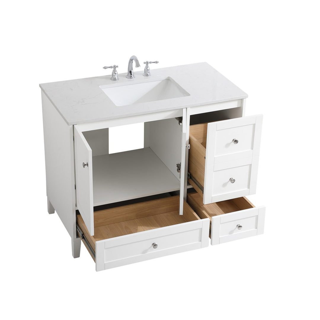 42 Inch Single Bathroom Vanity In White - View 5 - Joshua Marshal