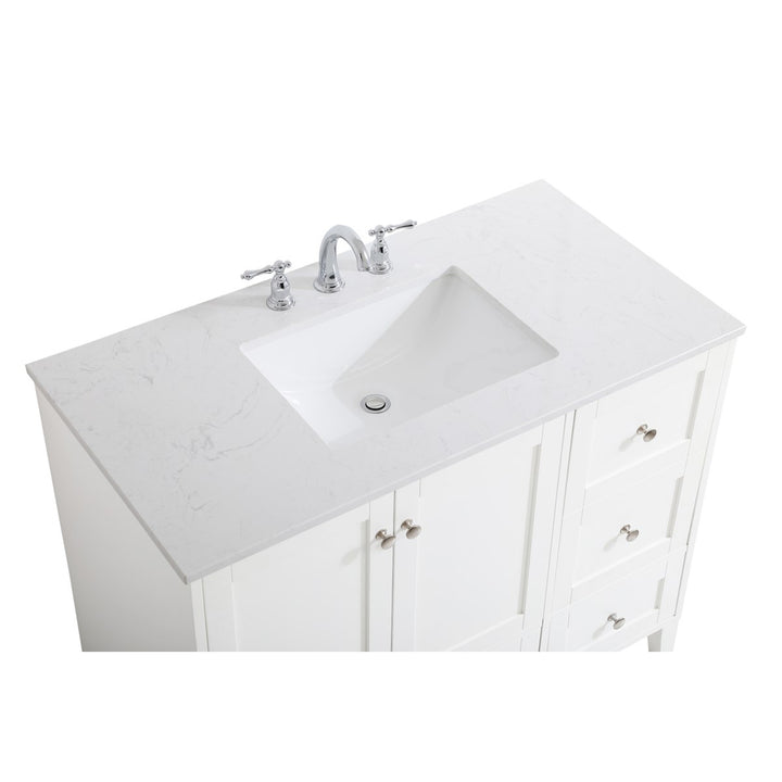 42 Inch Single Bathroom Vanity In White - View 6 - Joshua Marshal