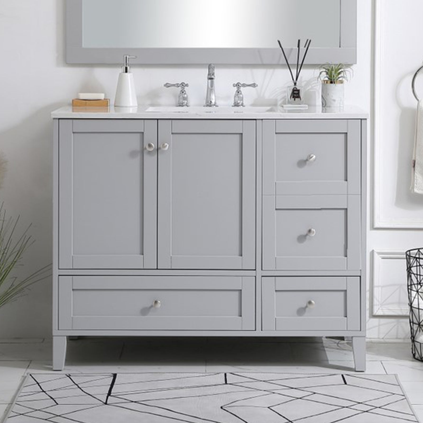 42 Inch Single Bathroom Vanity In Grey Grey Finish - KITCHEN & BATH by Joshua Marshal
