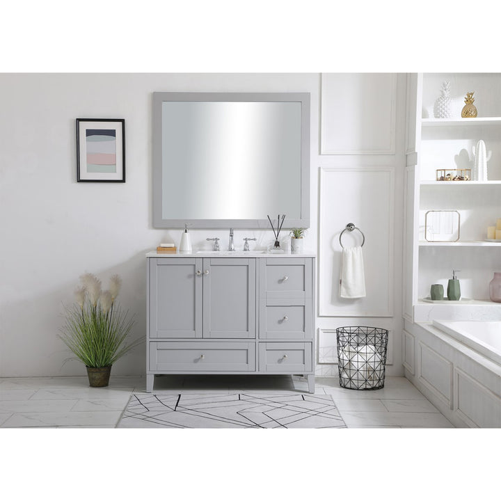42 Inch Single Bathroom Vanity In Grey - View 2 - Joshua Marshal