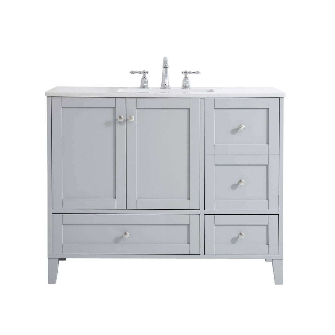 42 Inch Single Bathroom Vanity In Grey - View 3 - Joshua Marshal