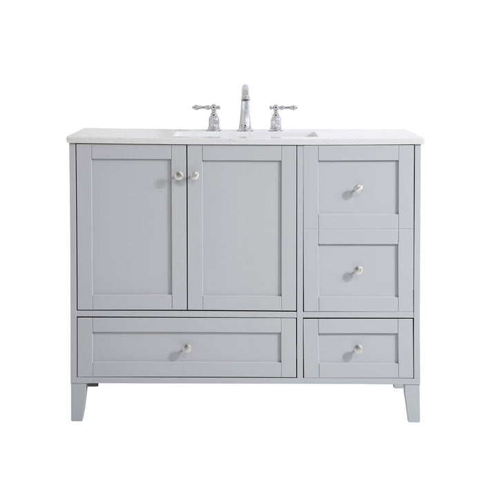 42 Inch Single Bathroom Vanity In Grey - View 3 - Joshua Marshal