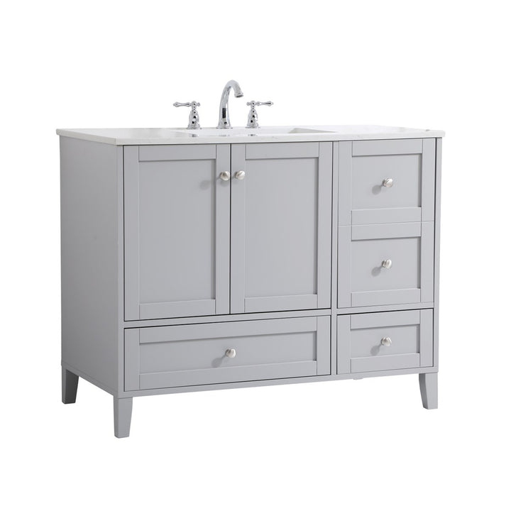42 Inch Single Bathroom Vanity In Grey - View 4 - Joshua Marshal