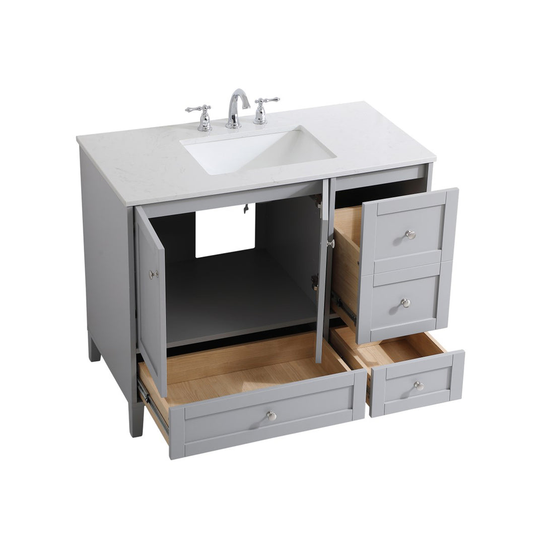 42 Inch Single Bathroom Vanity In Grey - View 5 - Joshua Marshal