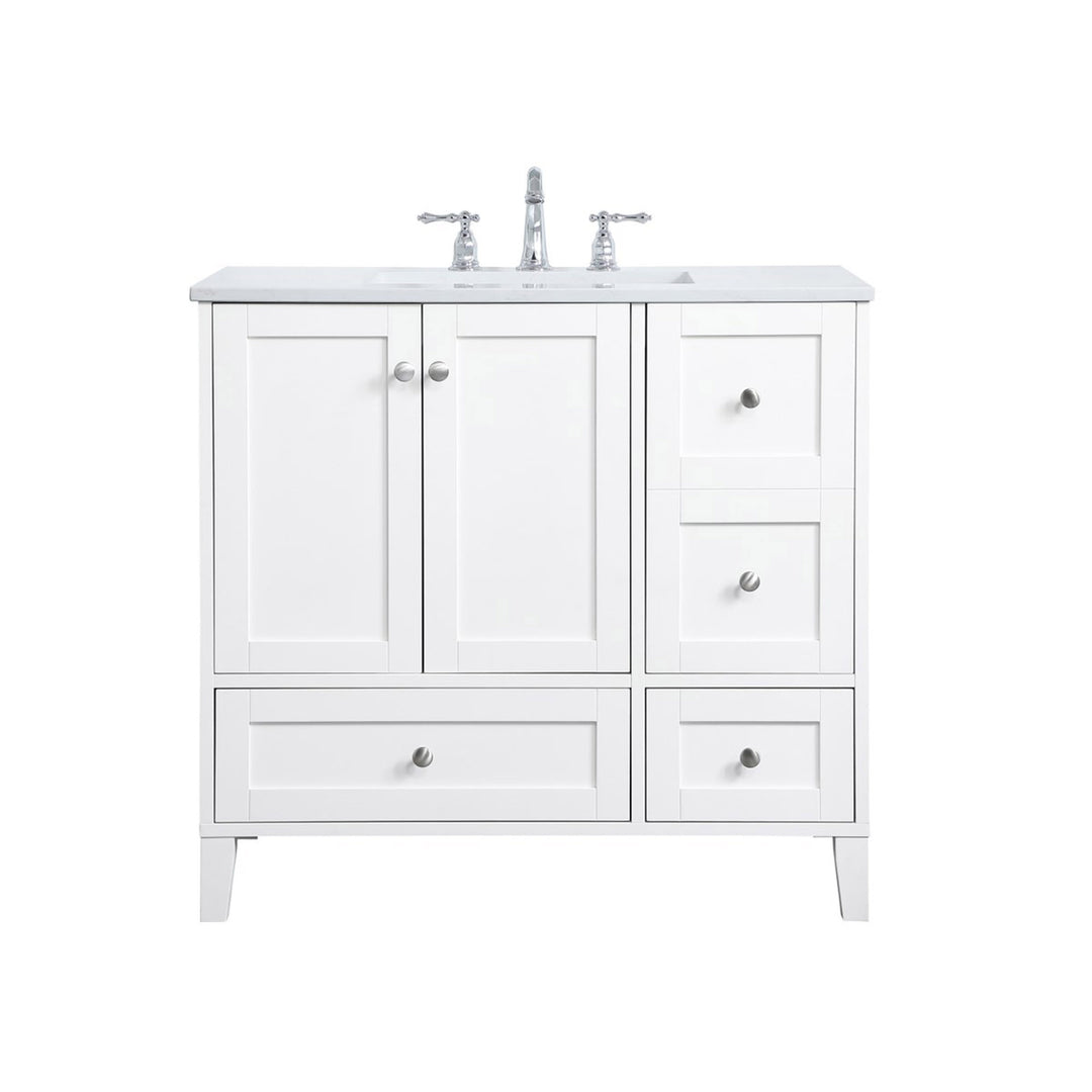 36 Inch Single Bathroom Vanity In White - View 3 - Joshua Marshal