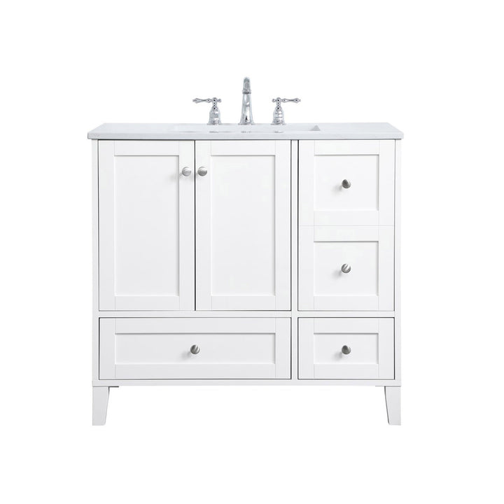 36 Inch Single Bathroom Vanity In White - View 3 - Joshua Marshal