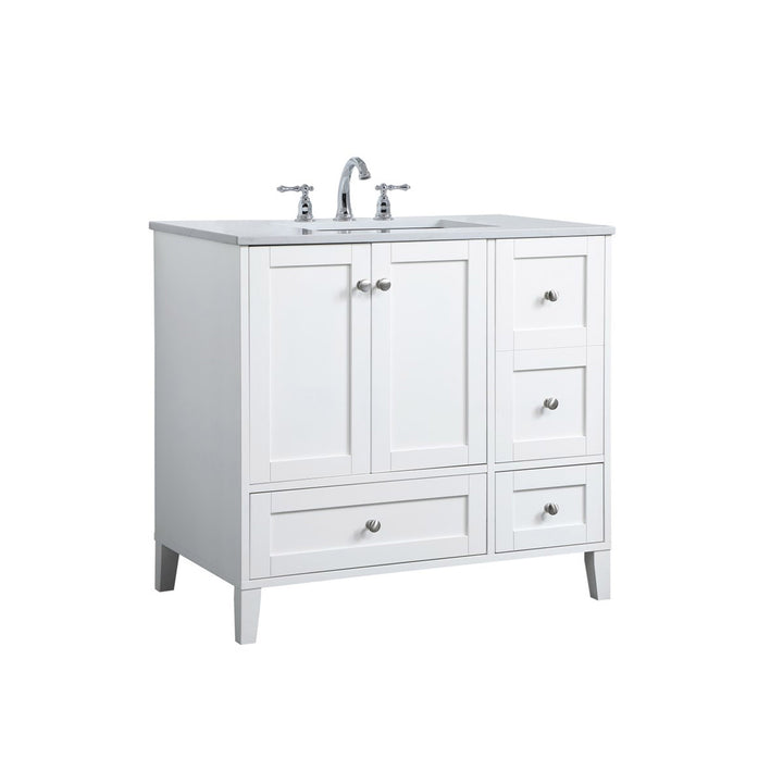 36 Inch Single Bathroom Vanity In White - View 4 - Joshua Marshal
