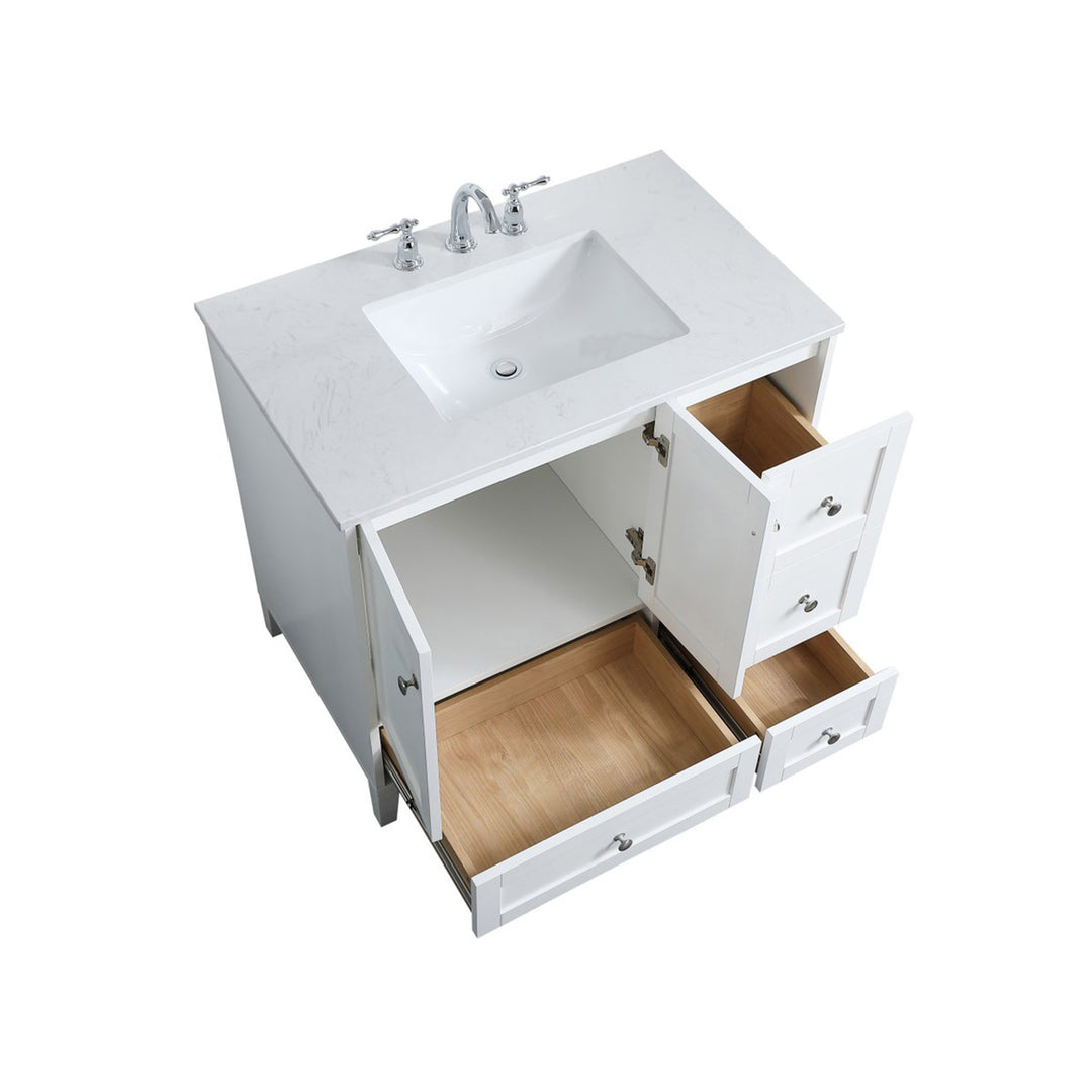 36 Inch Single Bathroom Vanity In White - View 5 - Joshua Marshal