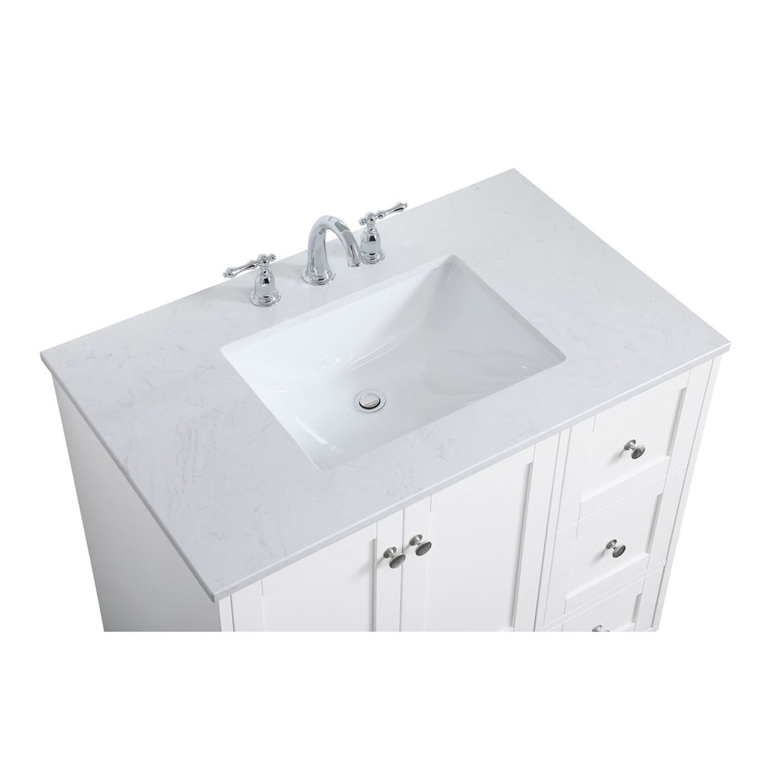 36 Inch Single Bathroom Vanity In White - View 6 - Joshua Marshal