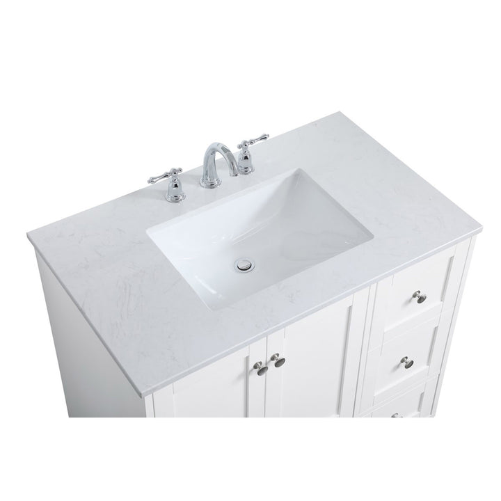 36 Inch Single Bathroom Vanity In White - View 6 - Joshua Marshal