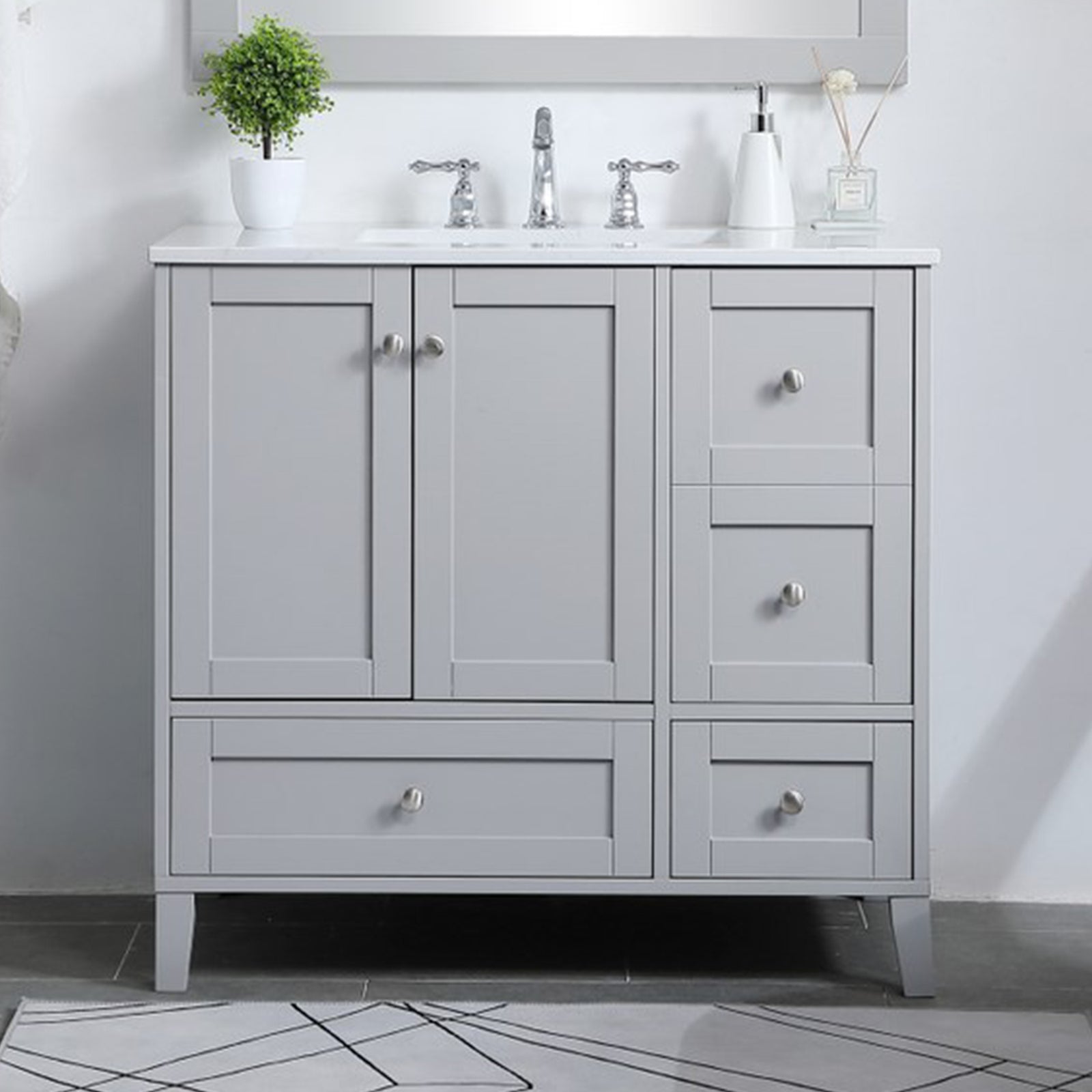 36 Inch Single Bathroom Vanity In Grey Grey Finish - KITCHEN & BATH by Joshua Marshal