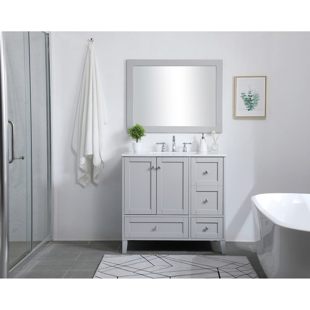 36 Inch Single Bathroom Vanity In Grey - View 2 - Joshua Marshal
