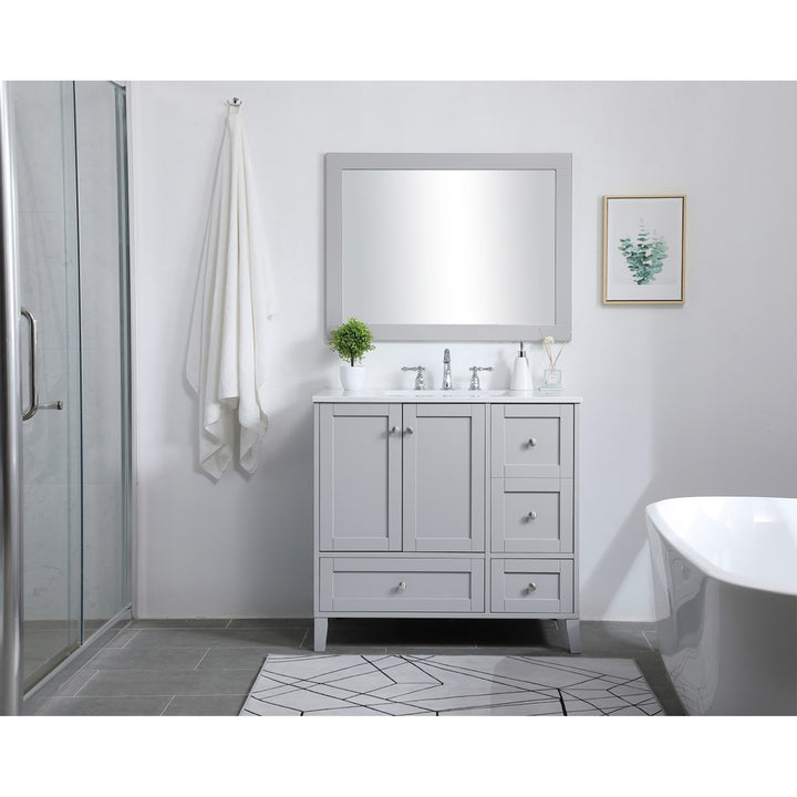 36 Inch Single Bathroom Vanity In Grey - View 2 - Joshua Marshal