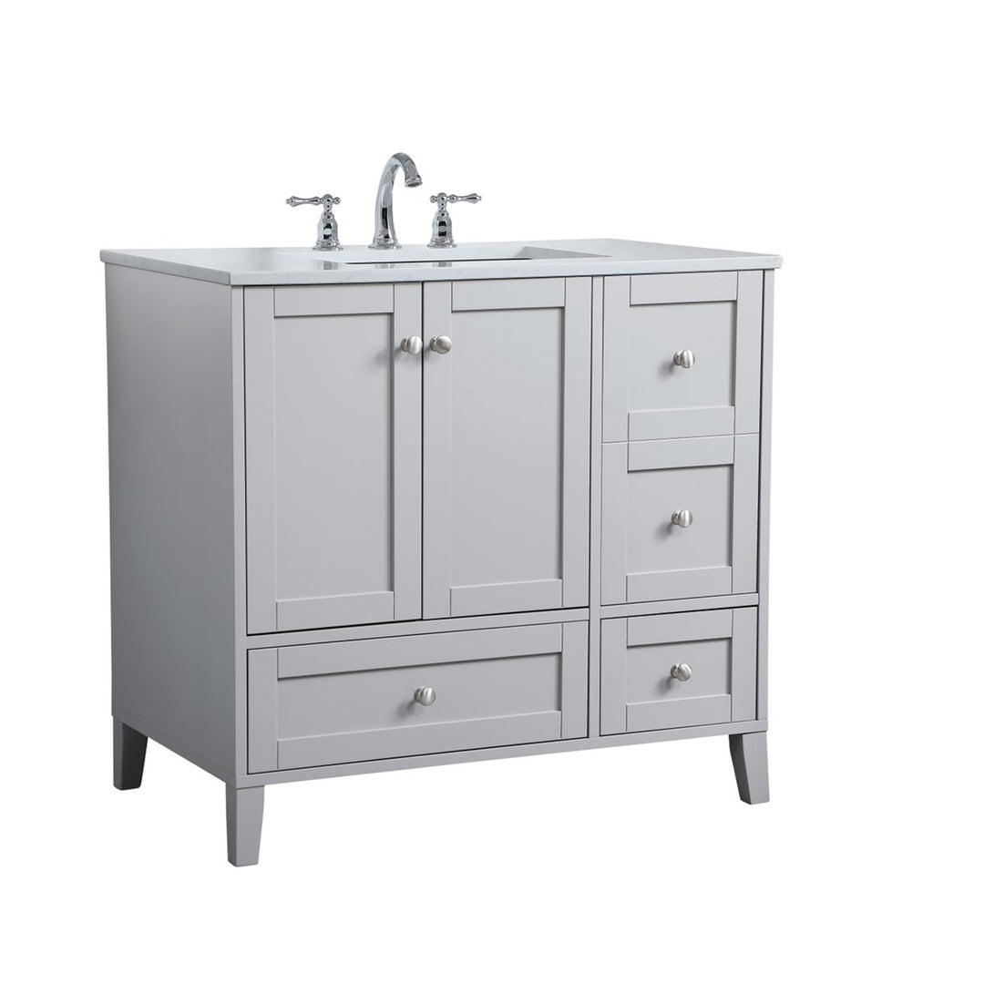 36 Inch Single Bathroom Vanity In Grey - View 3 - Joshua Marshal