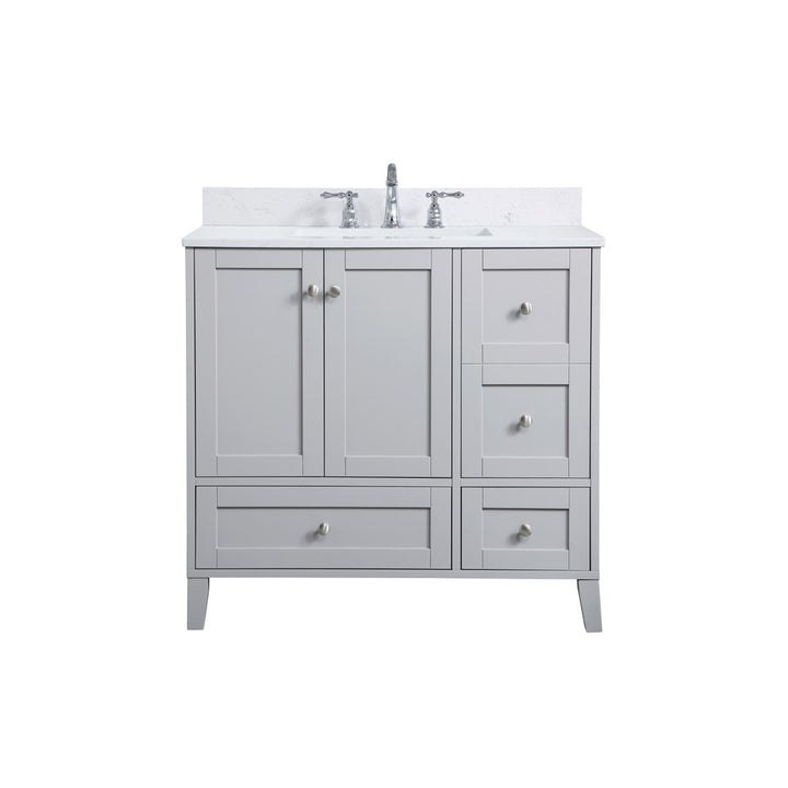 36 Inch Single Bathroom Vanity In Grey - View 4 - Joshua Marshal