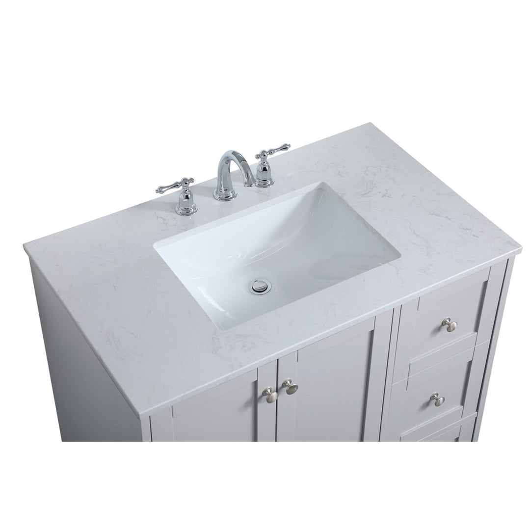 36 Inch Single Bathroom Vanity In Grey - View 6 - Joshua Marshal