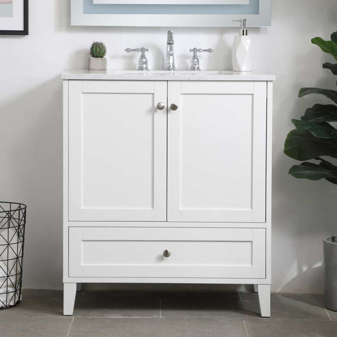 30 Inch Single Bathroom Vanity In White White Finish - KITCHEN & BATH by Joshua Marshal