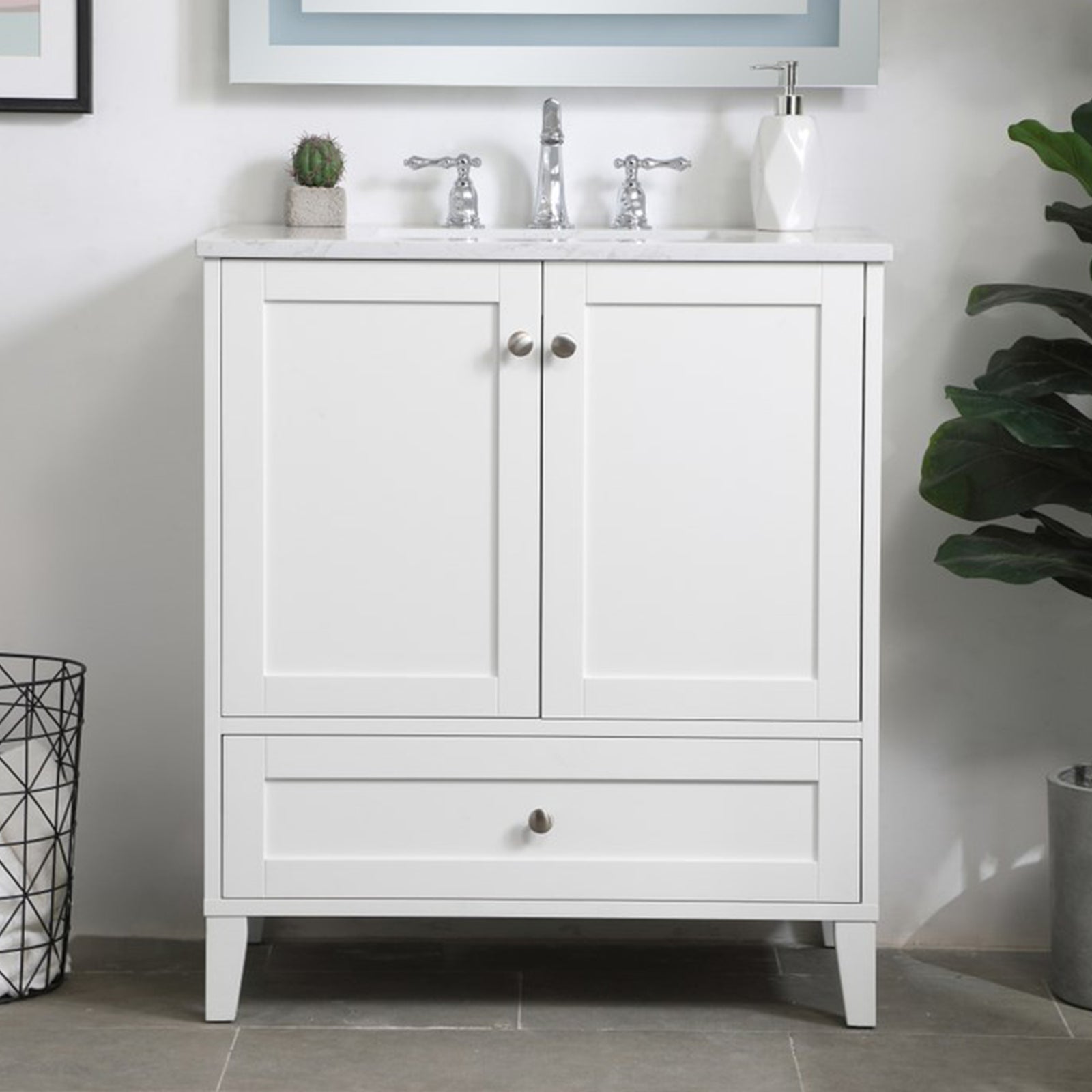 30 Inch Single Bathroom Vanity In White White Finish - KITCHEN & BATH by Joshua Marshal
