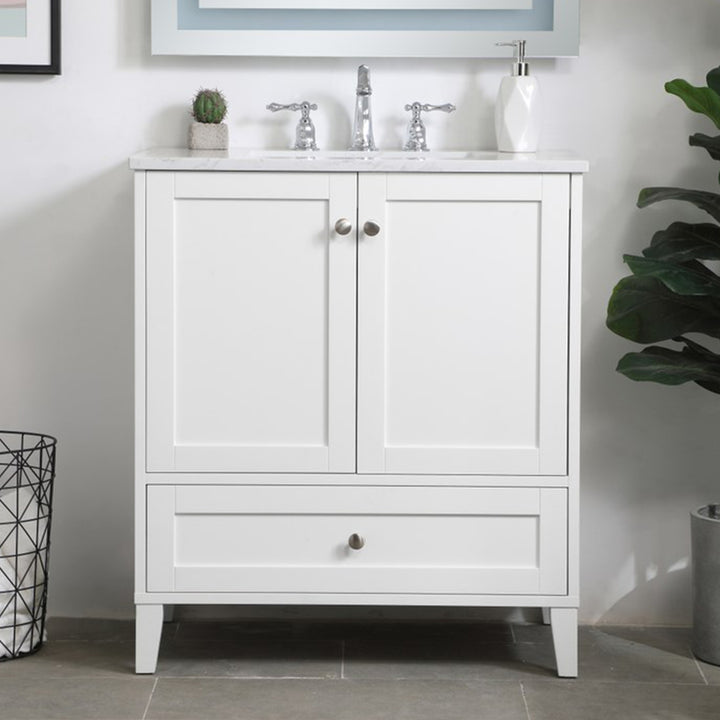 30 Inch Single Bathroom Vanity In White White Finish - KITCHEN & BATH by Joshua Marshal