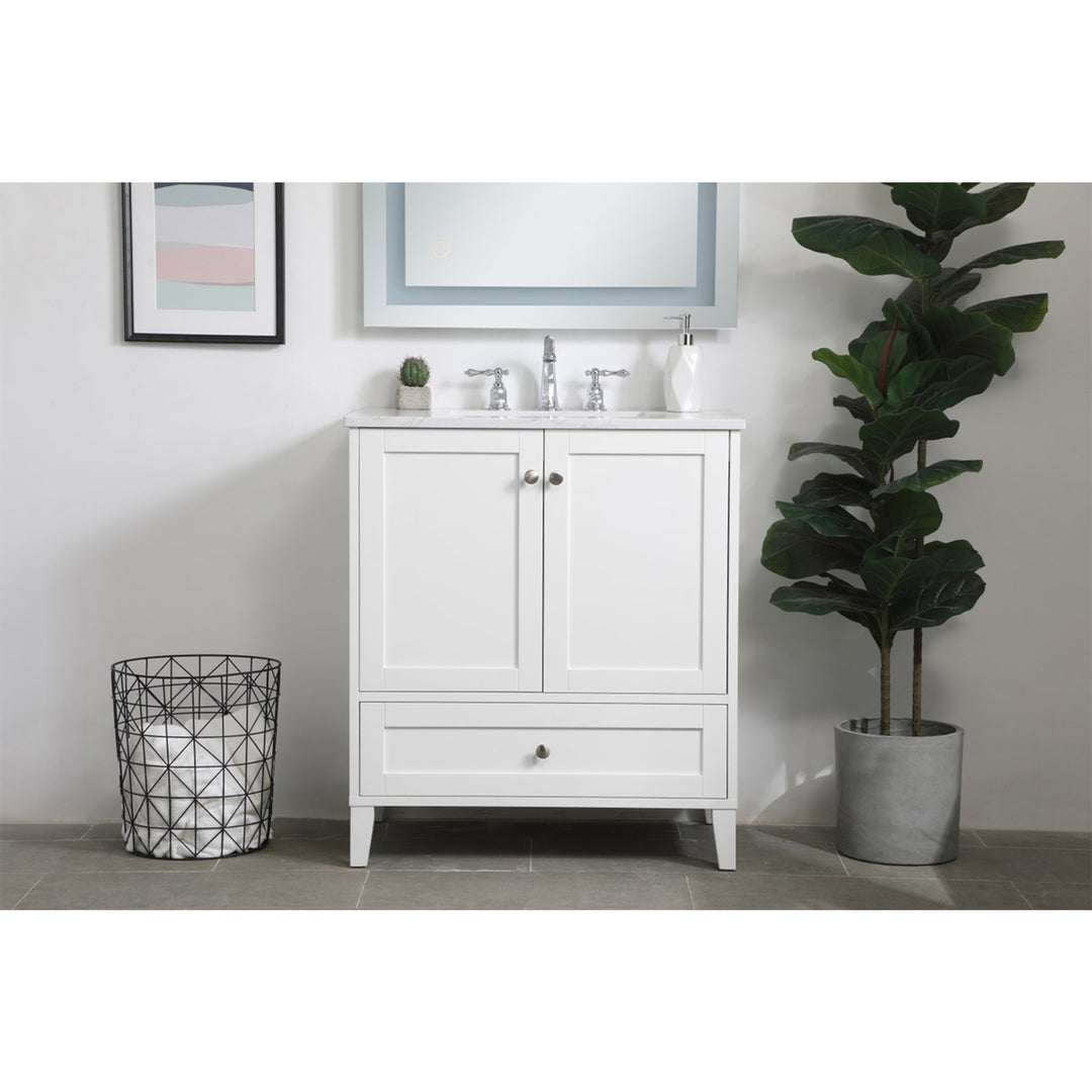 30 Inch Single Bathroom Vanity In White - View 2 - Joshua Marshal