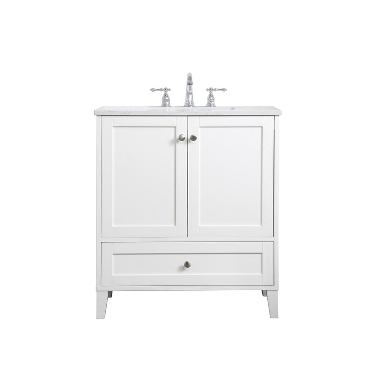 30 Inch Single Bathroom Vanity In White - View 3 - Joshua Marshal