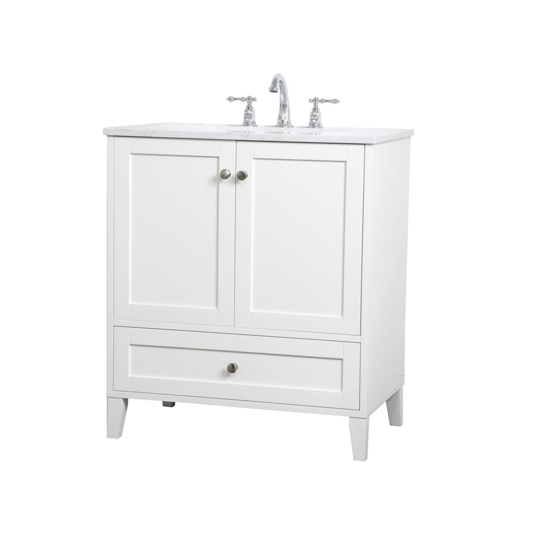 30 Inch Single Bathroom Vanity In White - View 4 - Joshua Marshal