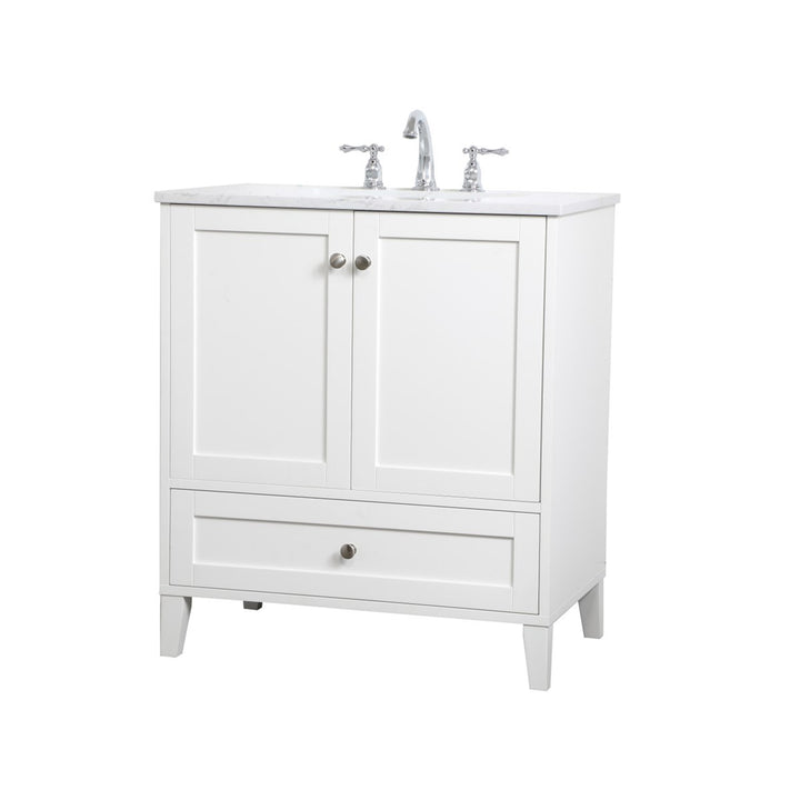 30 Inch Single Bathroom Vanity In White - View 4 - Joshua Marshal