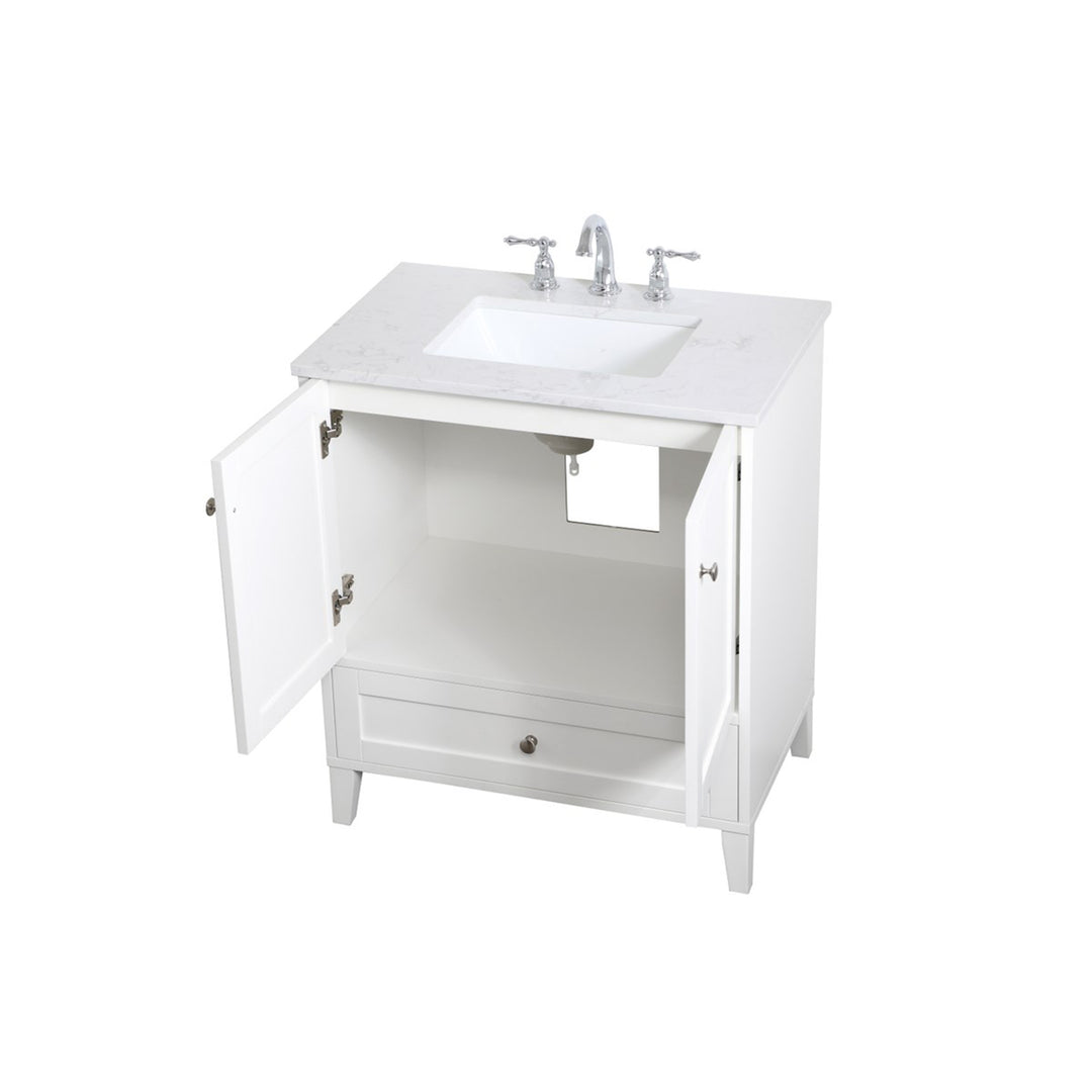 30 Inch Single Bathroom Vanity In White - View 5 - Joshua Marshal