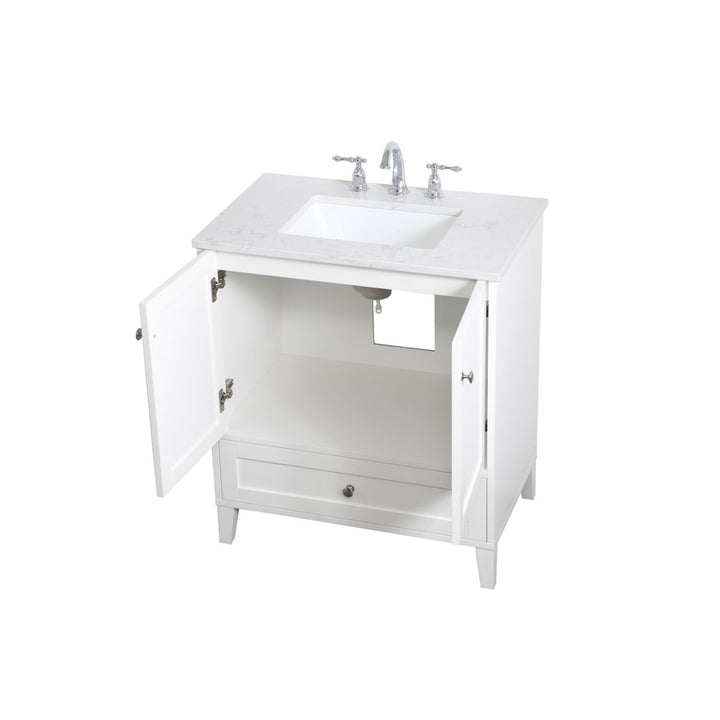 30 Inch Single Bathroom Vanity In White - View 5 - Joshua Marshal