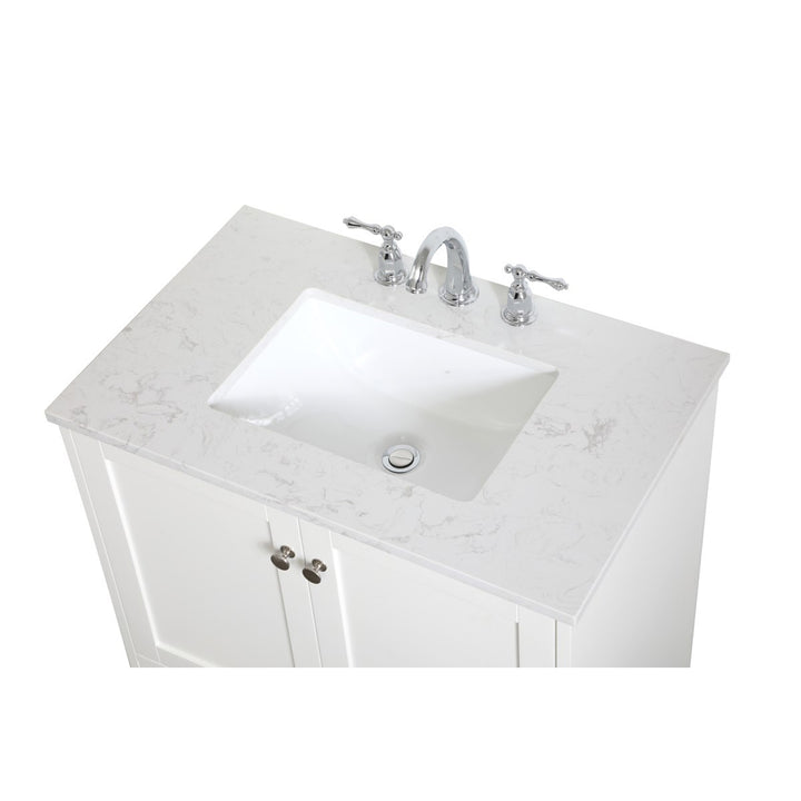 30 Inch Single Bathroom Vanity In White - View 6 - Joshua Marshal