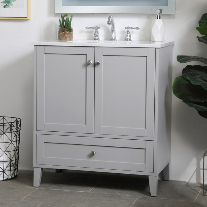 30 Inch Single Bathroom Vanity In Grey Grey Finish - KITCHEN & BATH by Joshua Marshal