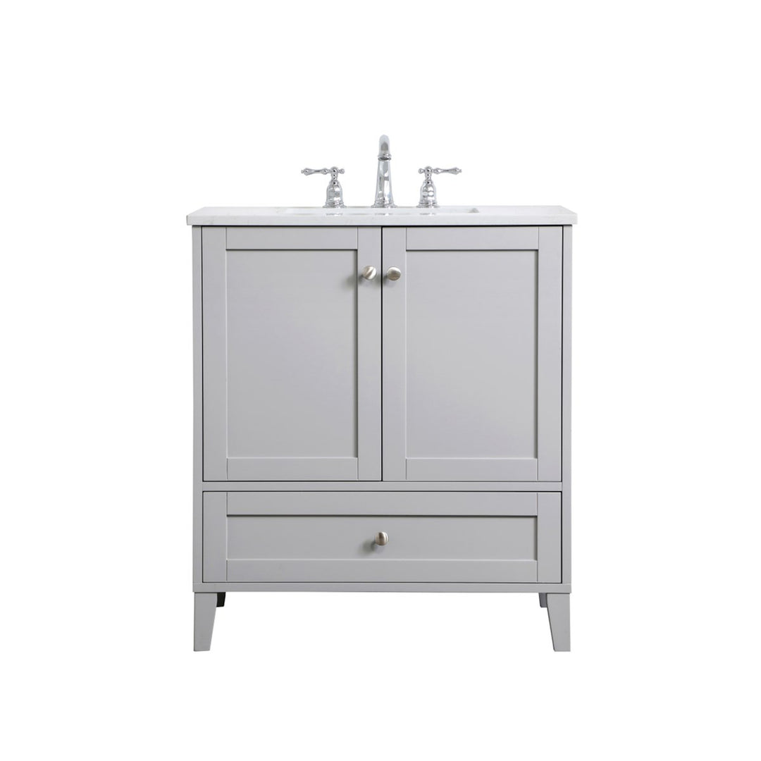 30 Inch Single Bathroom Vanity In Grey - View 3 - Joshua Marshal