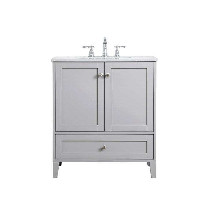 30 Inch Single Bathroom Vanity In Grey - View 3 - Joshua Marshal