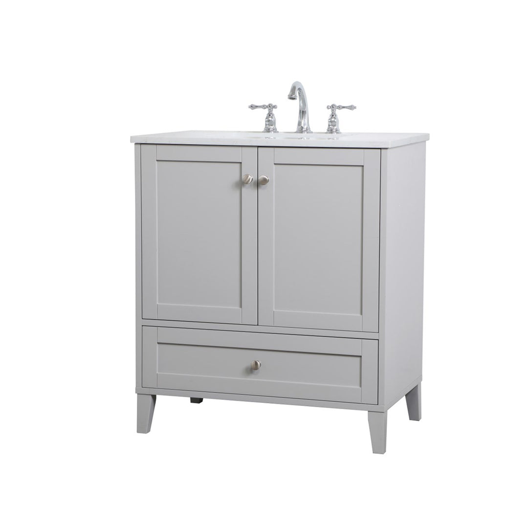 30 Inch Single Bathroom Vanity In Grey - View 4 - Joshua Marshal