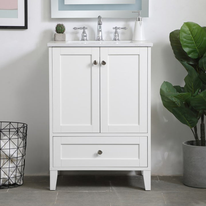 24 Inch Single Bathroom Vanity In White White Finish - KITCHEN & BATH by Joshua Marshal