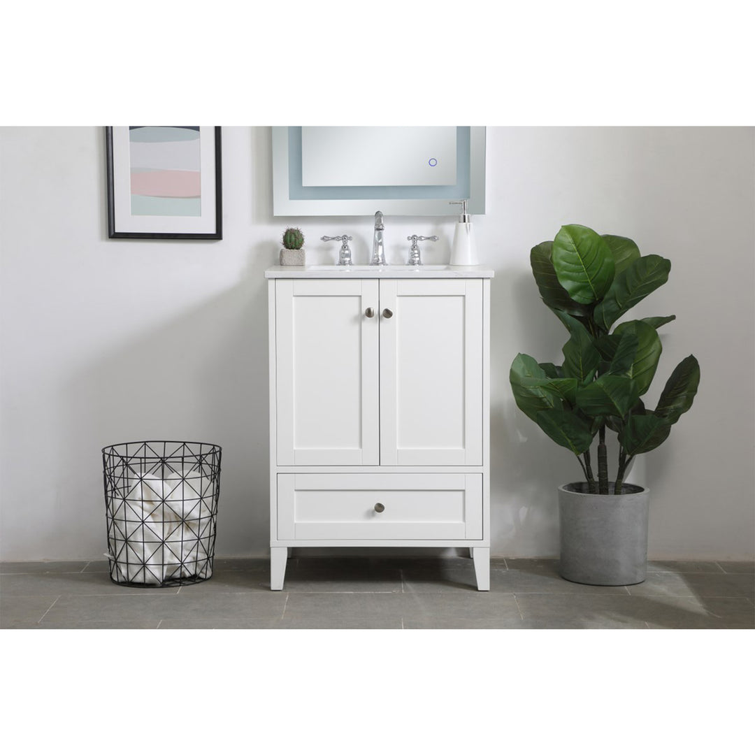 24 Inch Single Bathroom Vanity In White - View 2 - Joshua Marshal