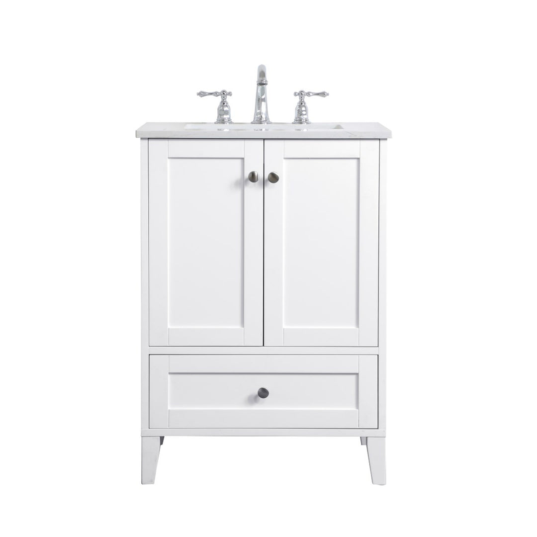 24 Inch Single Bathroom Vanity In White - View 3 - Joshua Marshal