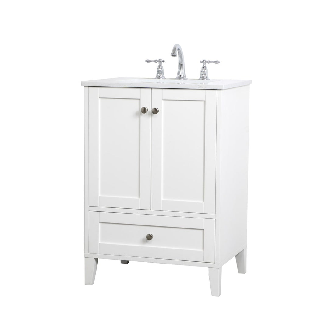 24 Inch Single Bathroom Vanity In White - View 4 - Joshua Marshal