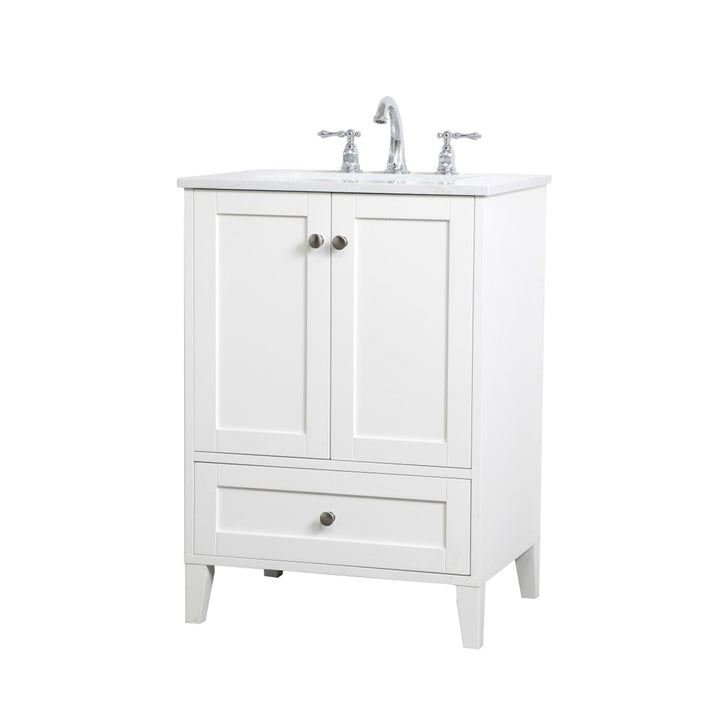 24 Inch Single Bathroom Vanity In White - View 4 - Joshua Marshal